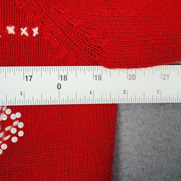 Emma James Sweater Womens Medium Red Zip Cardigan Reindeer Christmas Holiday - Picture 3 of 14